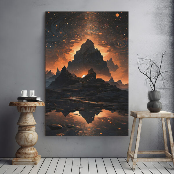 Una cordillera con la puesta de sol al fondo Cuadros Una cordillera con la puesta de sol al fondo