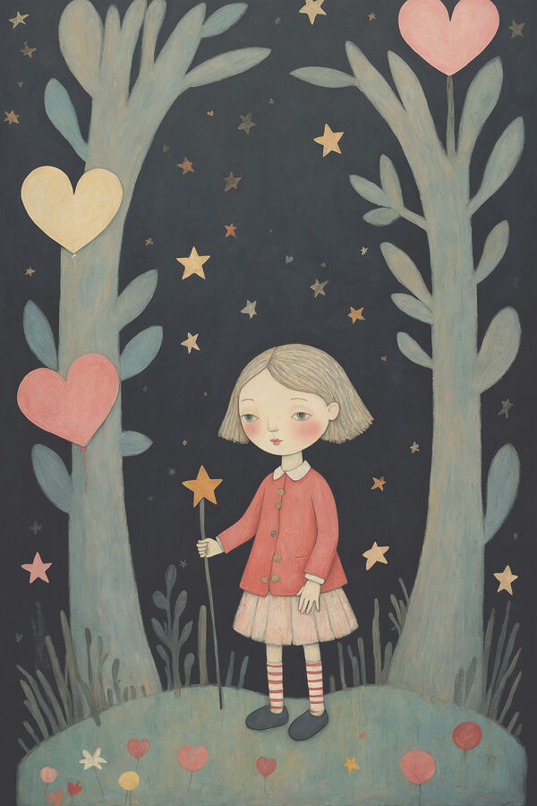 A girl holding a magic wand in the woods A girl holding a magic wand in the woods