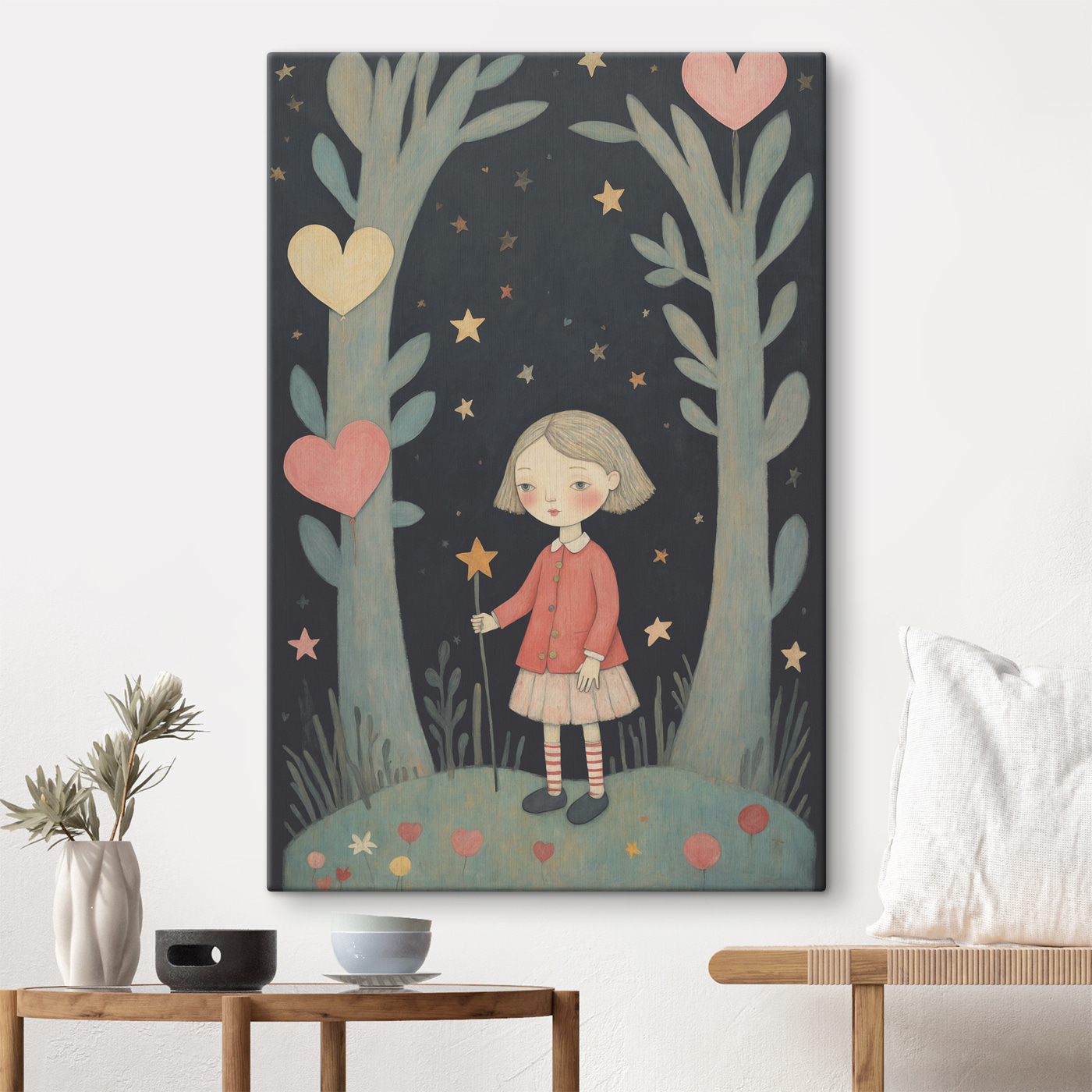 A girl holding a magic wand in the woods A girl holding a magic wand in the woods