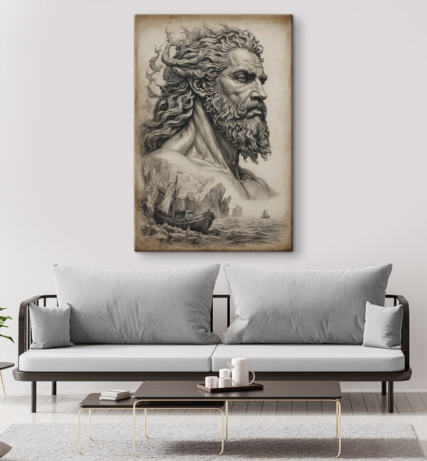 A drawing of a man with a beard