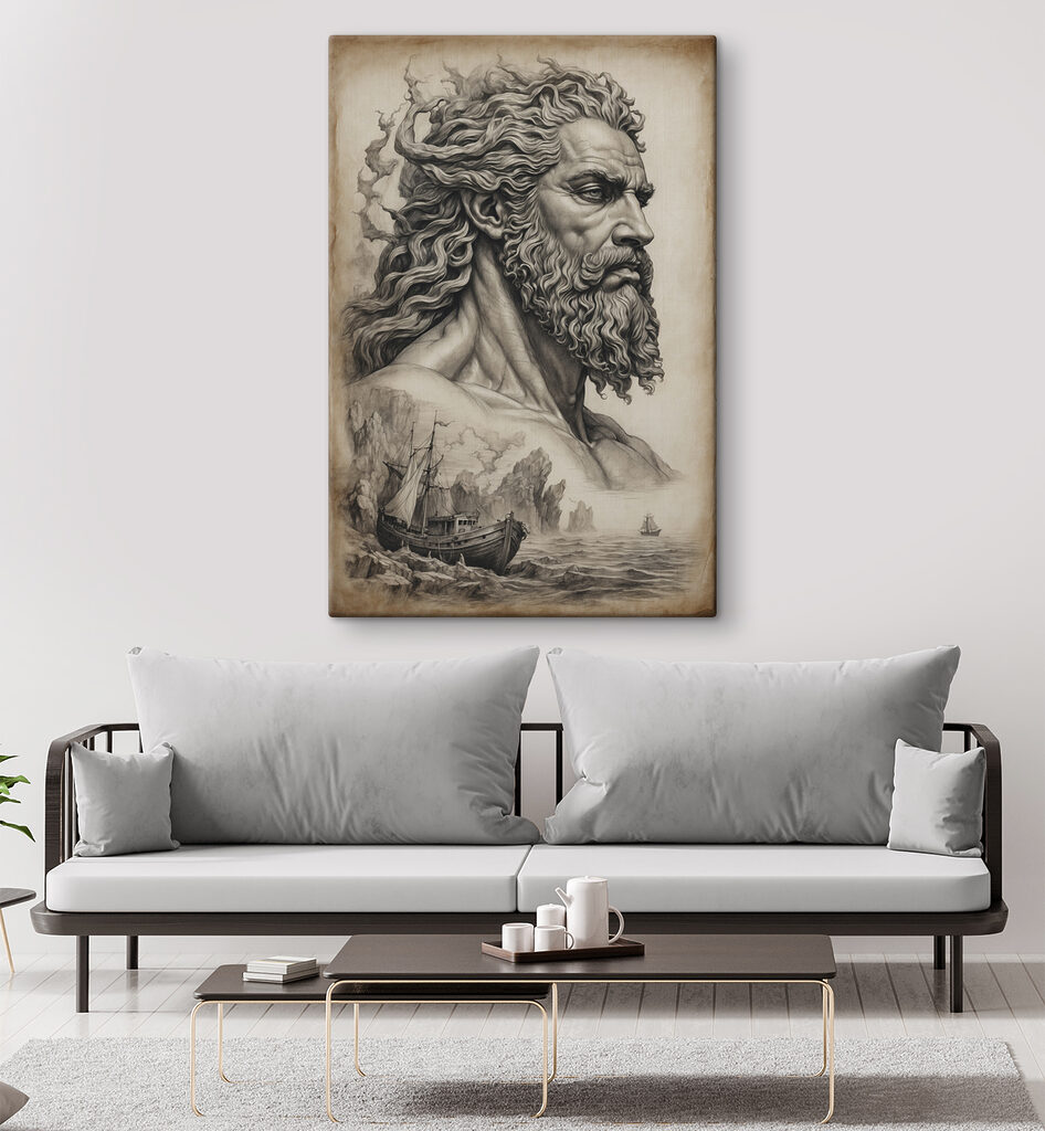 A drawing of a man with a beard