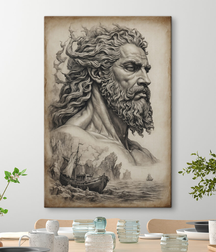 A drawing of a man with a beard