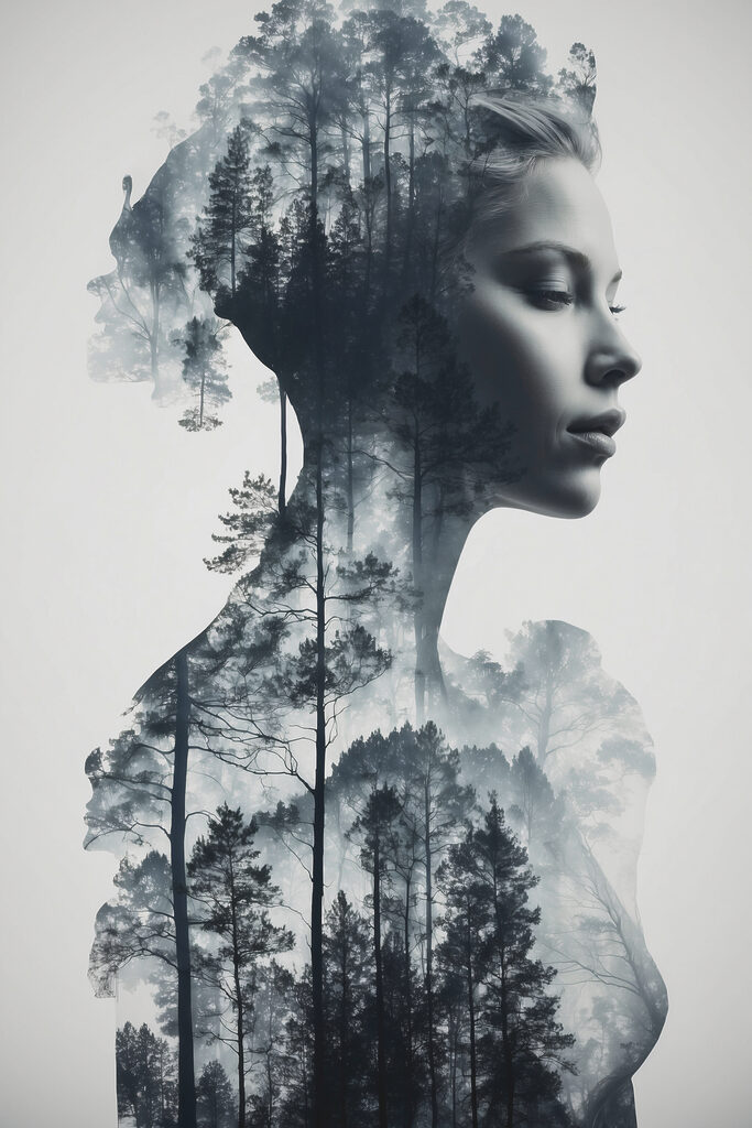 A woman's face and a tree A woman's face and a tree