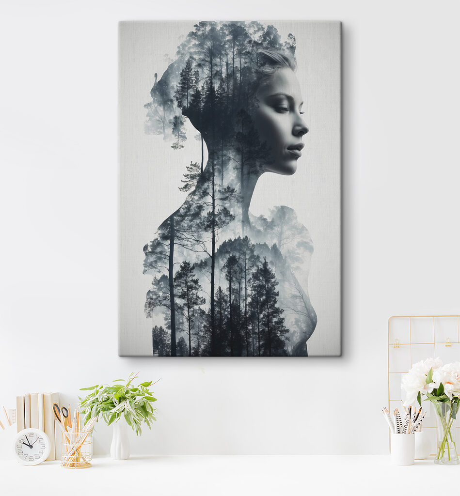 A woman's face and a tree A woman's face and a tree