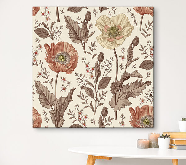 A pattern of flowers and leaves A pattern of flowers and leaves