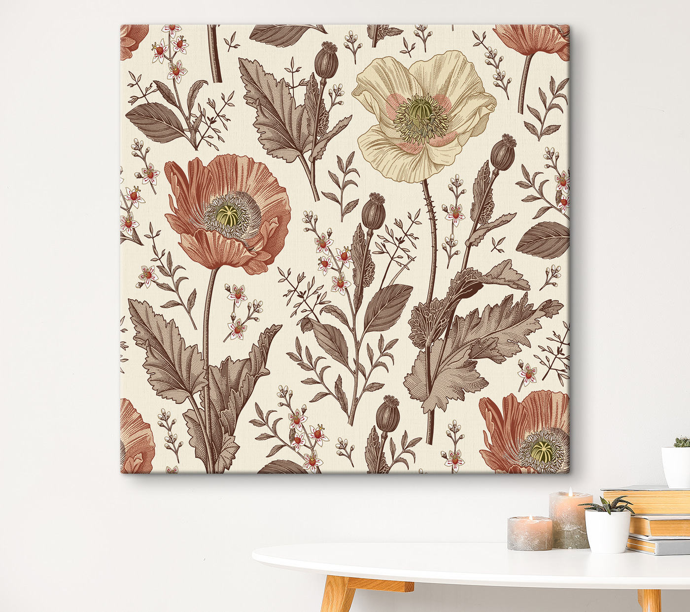 A pattern of flowers and leaves A pattern of flowers and leaves