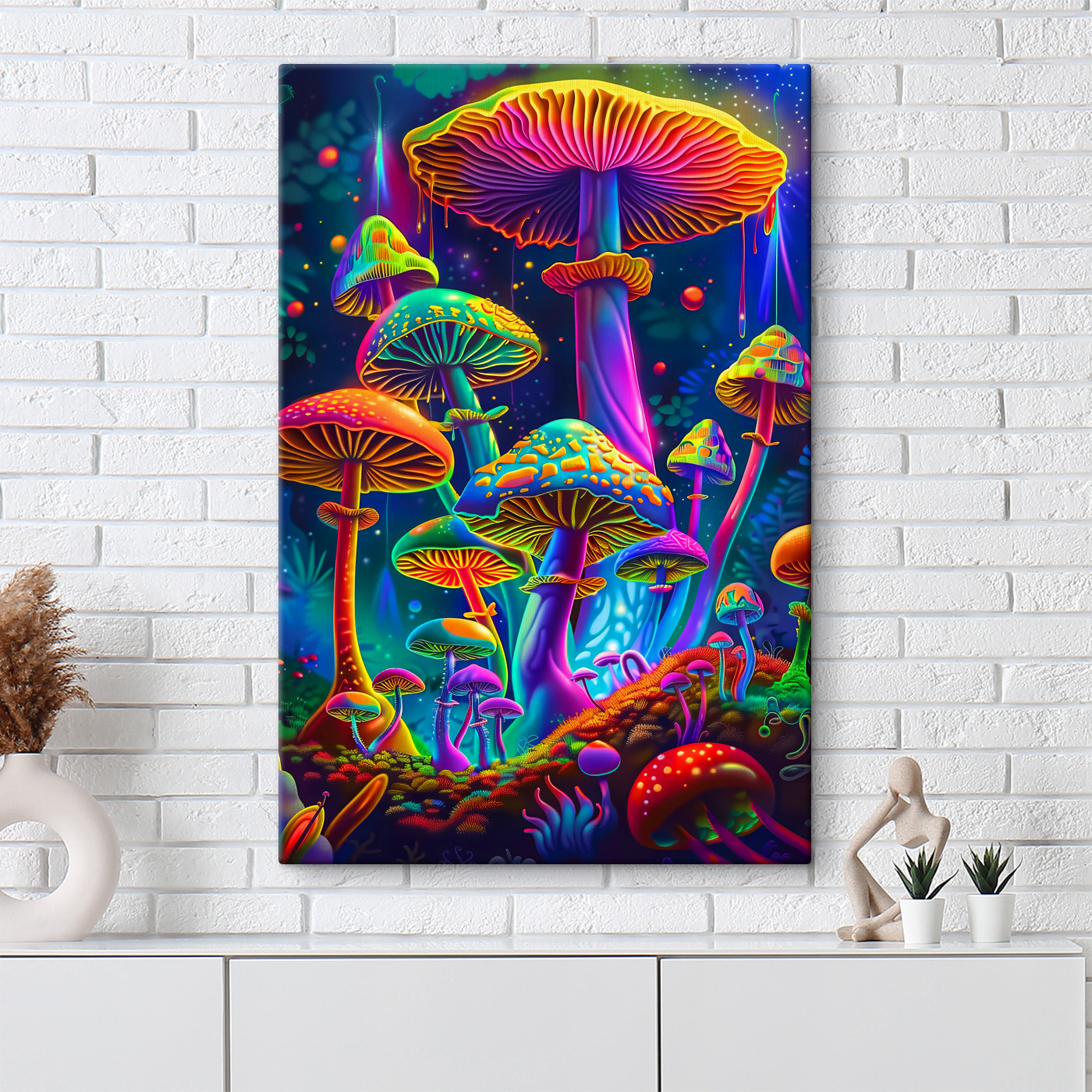 A colorful mushrooms in a forest A colorful mushrooms in a forest