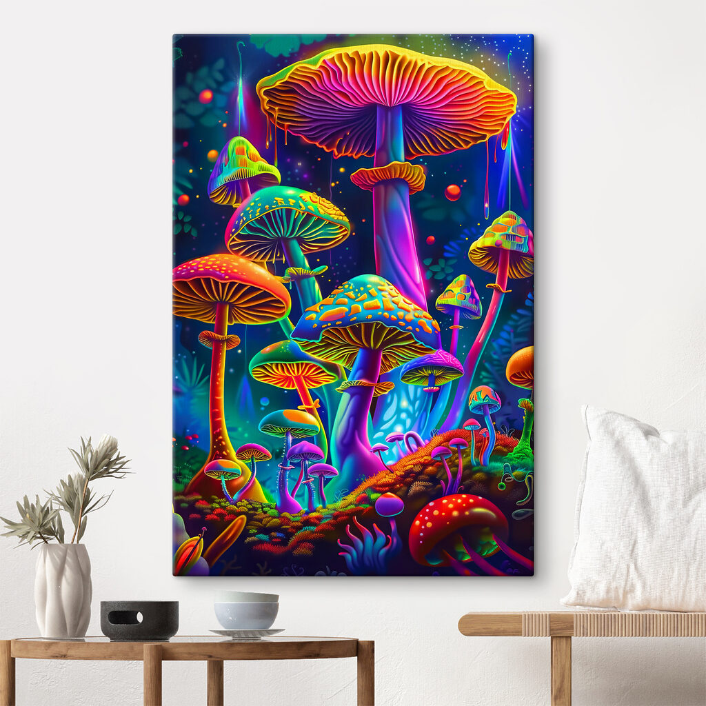 A colorful mushrooms in a forest A colorful mushrooms in a forest