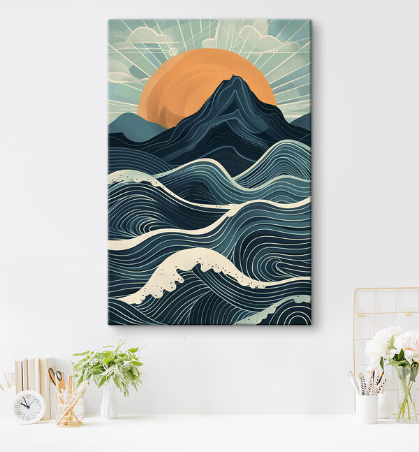 Cuadros Cuadros Una montaña con olas y sol (SKU: s38138)