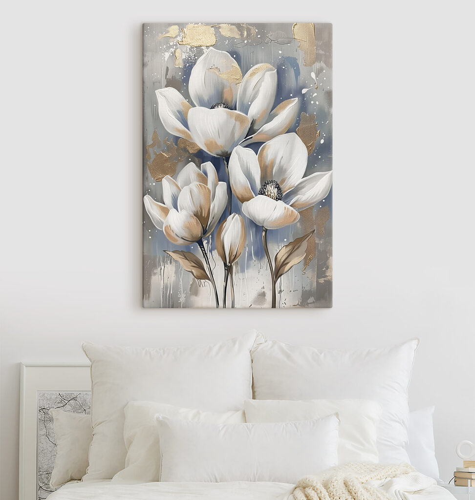 A painting of white flowers
