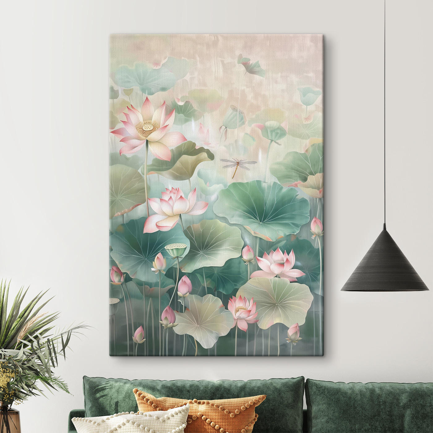 A painting of flowers and leaves