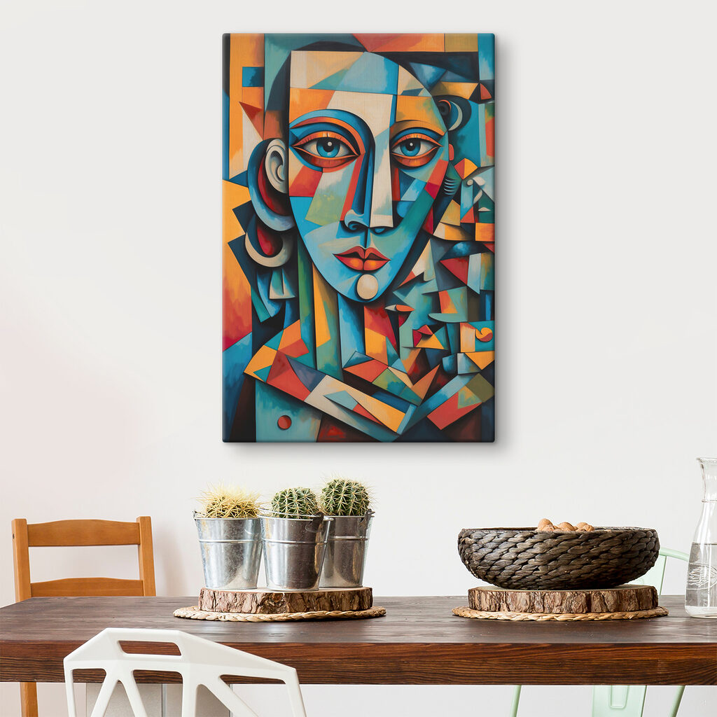 A painting of a woman's face
