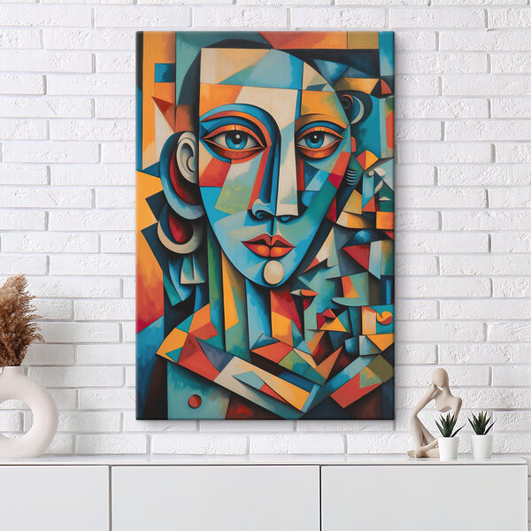 A painting of a woman's face