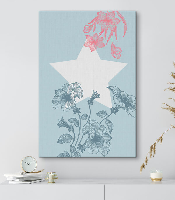 A white star with pink flowers