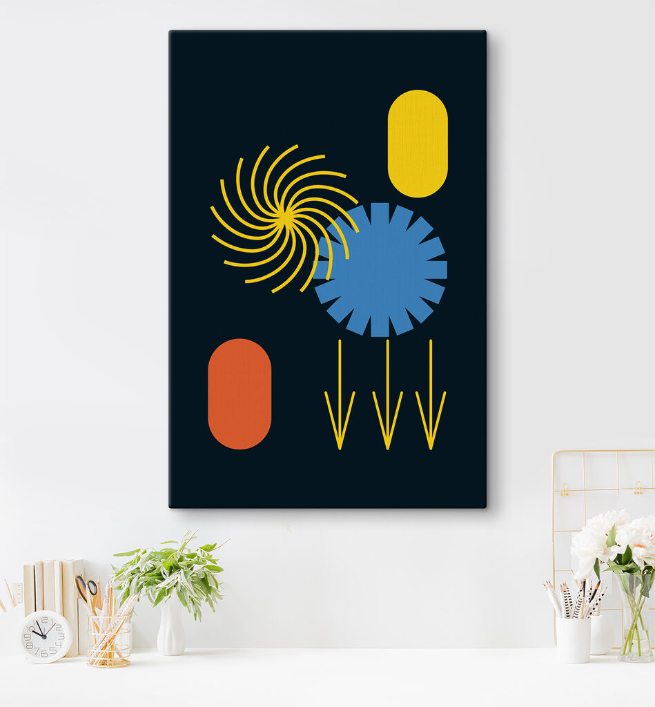 A blue and yellow circular shapes