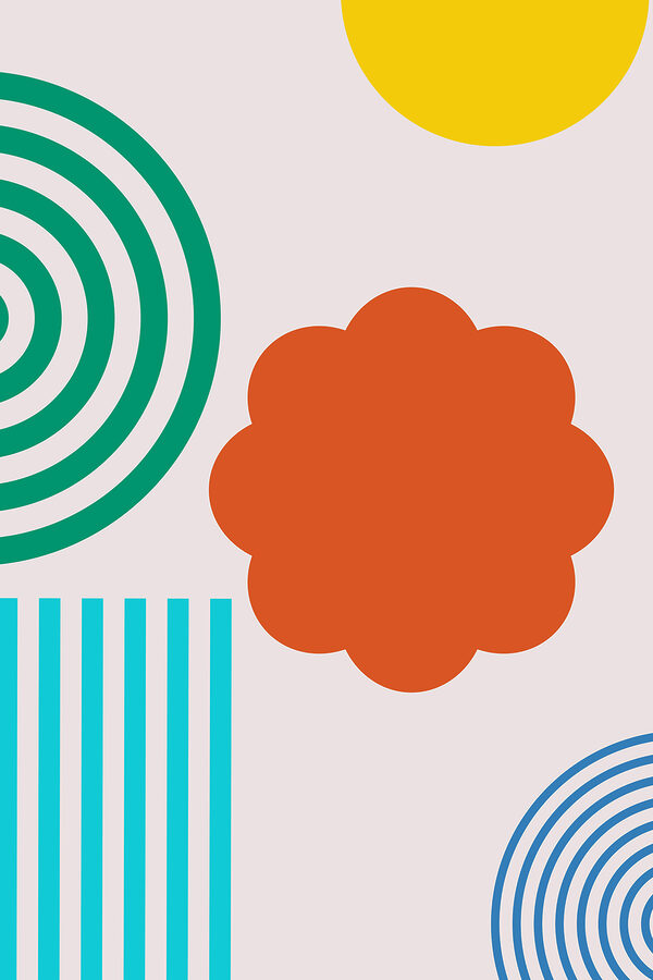 A colorful pattern with a flower and stripes A colorful pattern with a flower and stripes