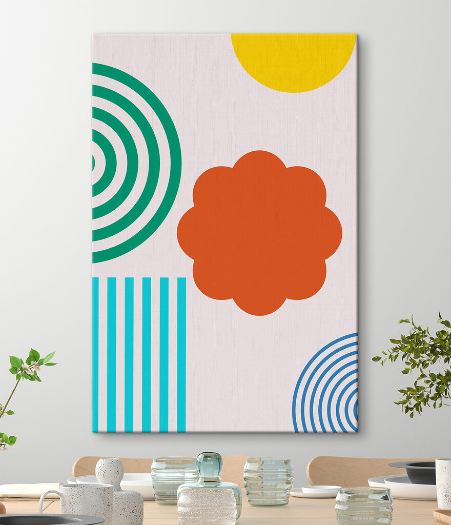 A colorful pattern with a flower and stripes A colorful pattern with a flower and stripes