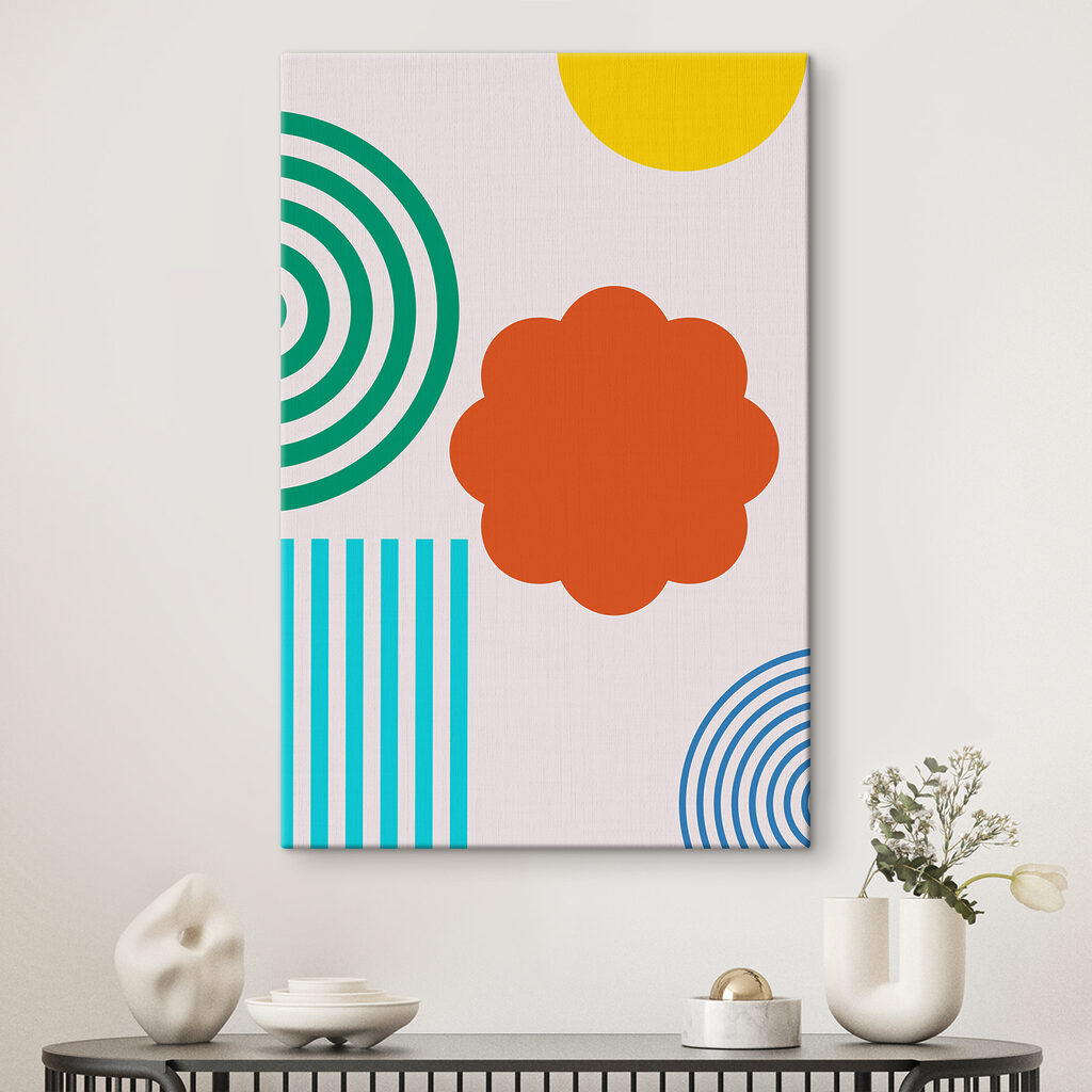 A colorful pattern with a flower and stripes A colorful pattern with a flower and stripes