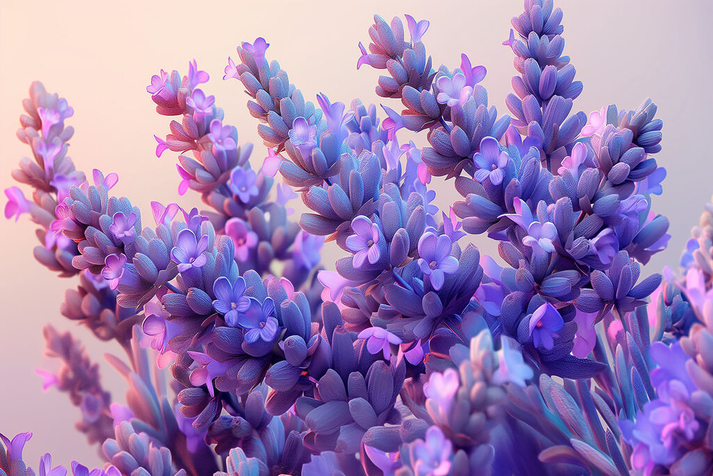 A close up of purple flowers
