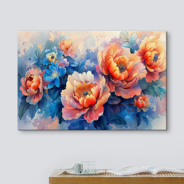 Cuadros Cuadros Un cuadro de flores sobre fondo azul (SKU: s38088)