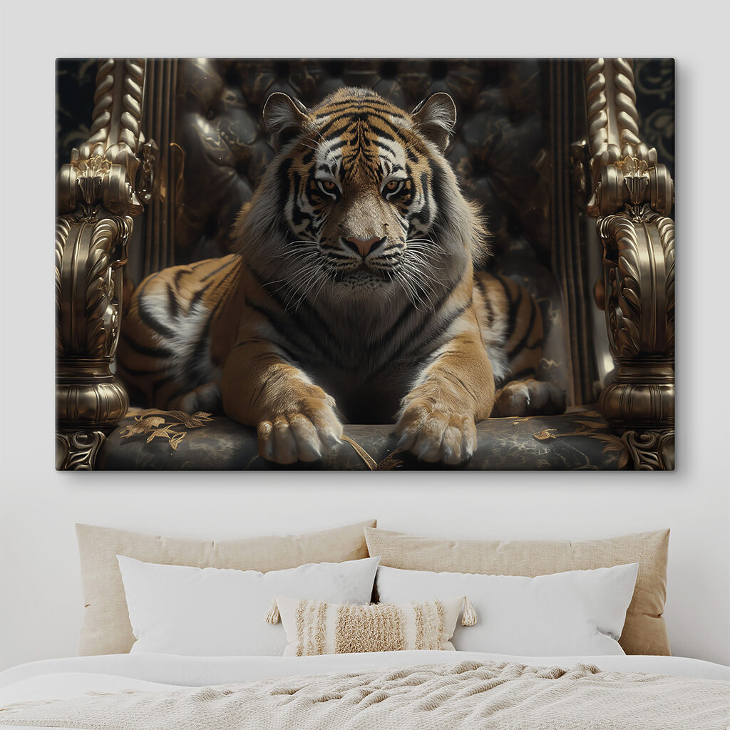 A tiger lying on a chair