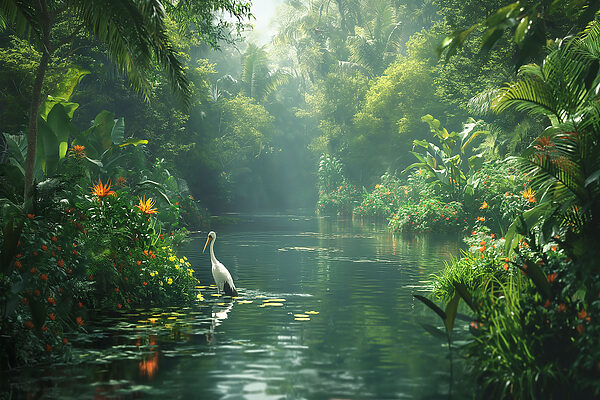 A bird in a river