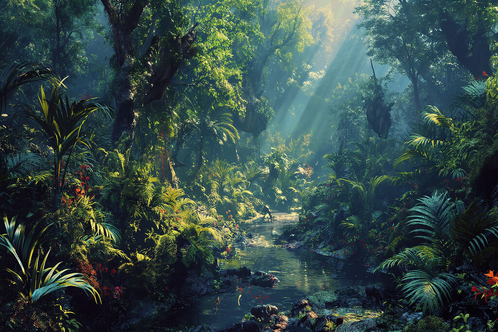 A stream in a forest A stream in a forest