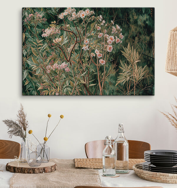 A painting of a bush with flowers