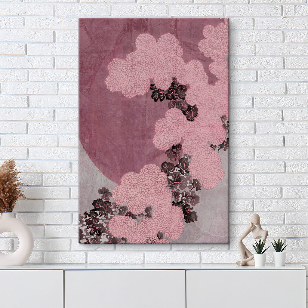 A pink and black floral design A pink and black floral design