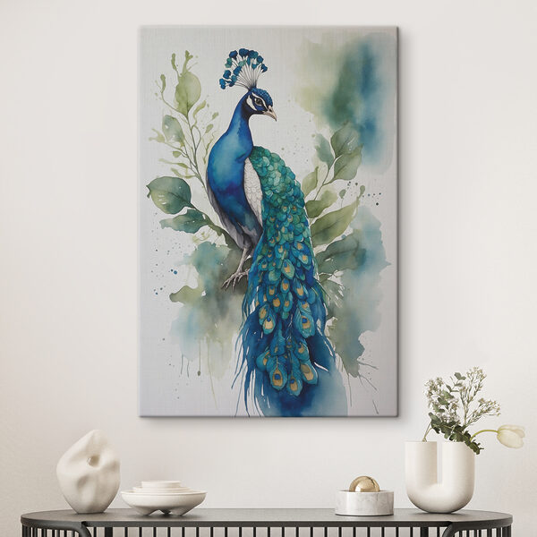 Cuadros Cuadros Una acuarela de un pavo real (SKU: s38189)