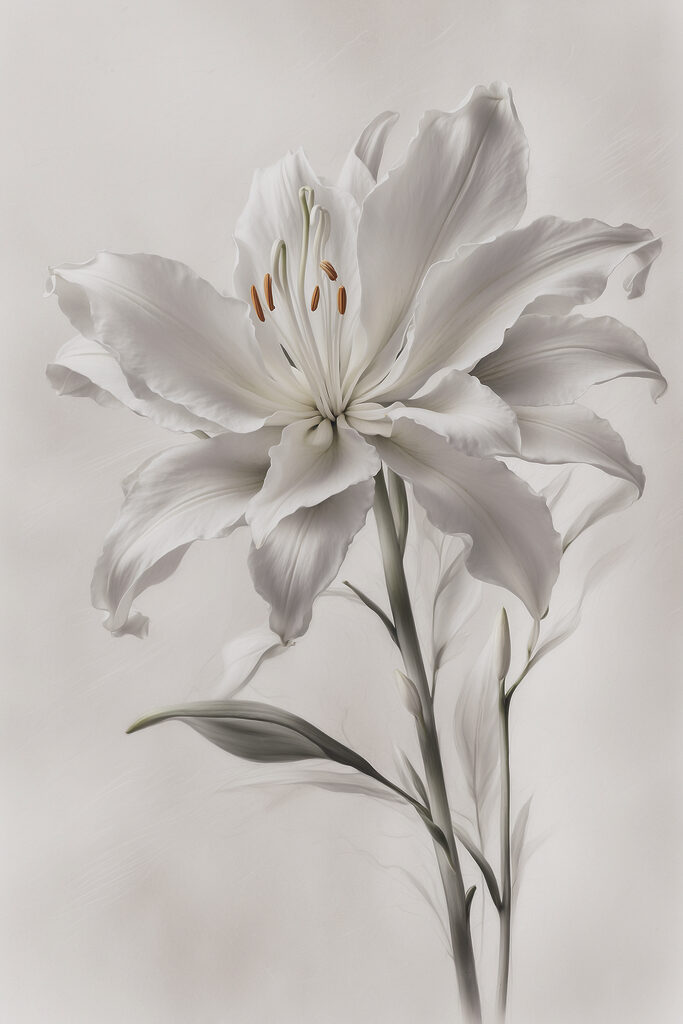 A white flower with green leaves