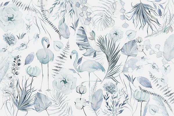 Un estampado de flamencos y flores Un estampado de flamencos y flores