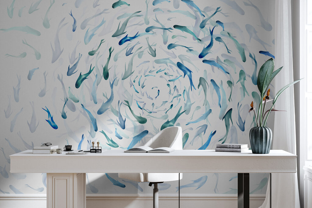 Un grupo de peces nadando en espiral w00510piw1mr 1024x683 - Un grupo de peces nadando en espiral - tegory