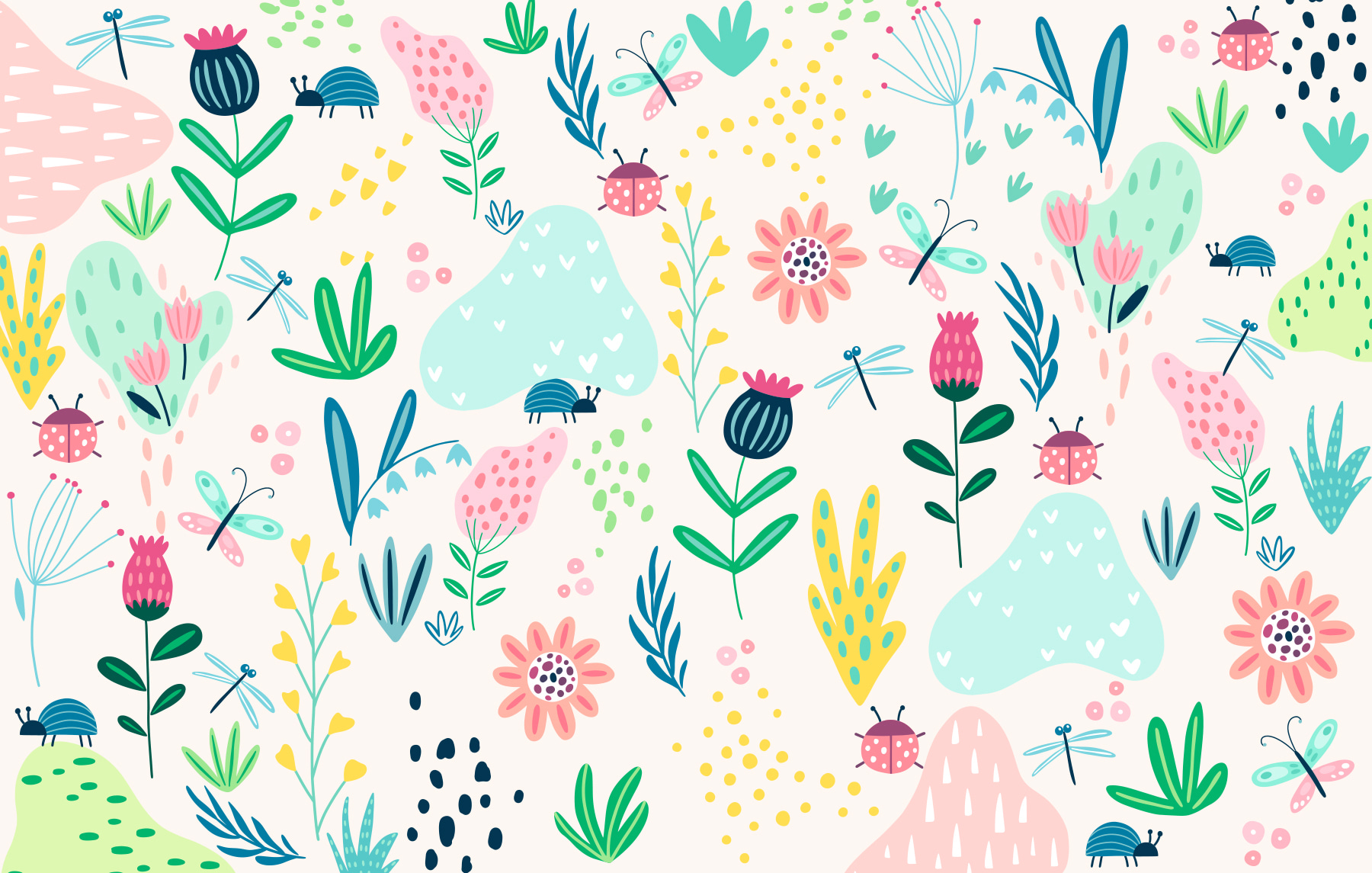 w00554p - Un estampado de flores e insectos - tegory