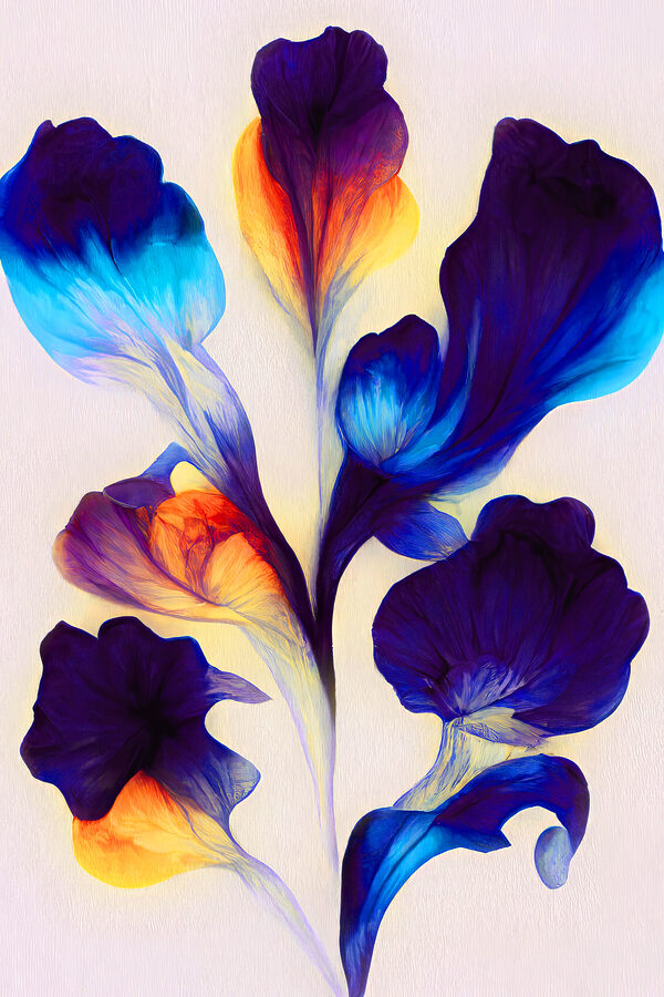 s37838p 600x900 - Un ramo de flores azules y naranjas - tegory