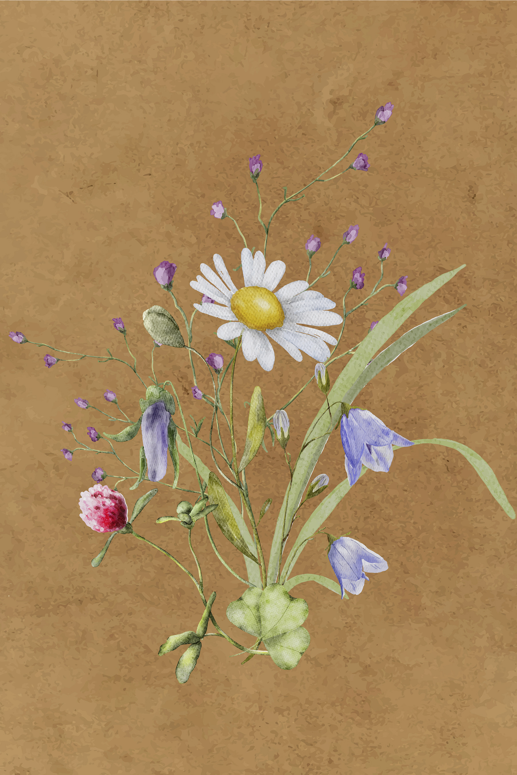 s38236p - Un cuadro de flores sobre un fondo marrón - tegory
