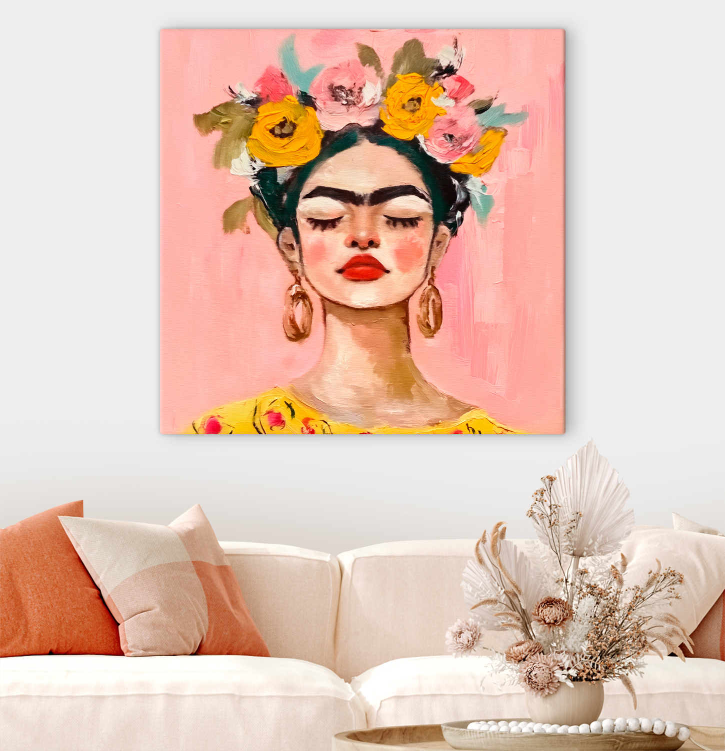s38292pig1m - Un cuadro de una mujer con flores en el pelo - tegory