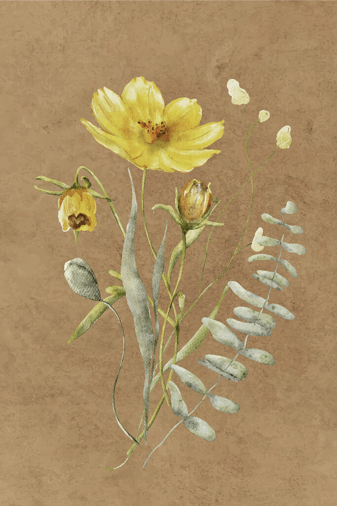 Canvas print A painting of flowers and leaves s38238p 683x1024 - Canvas print A painting of flowers and leaves - tegory