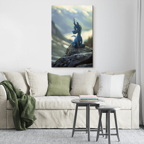 Una ilustración de un unicornio azul sentado sobre una roca s38274pir12 600x600 - Una ilustración de un unicornio azul sentado sobre una roca - tegory