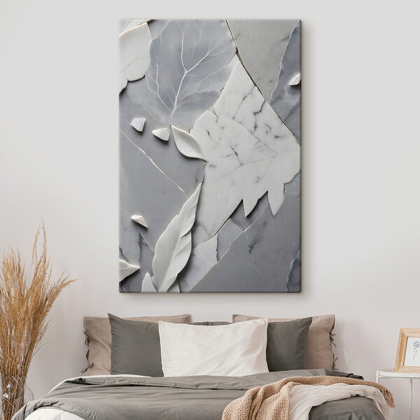 Cuadros Una superficie de mármol blanco y gris con hojas (SKU: s38272) Cuadros Cuadros Una superficie de mármol blanco y gris con hojas (SKU: s38272)