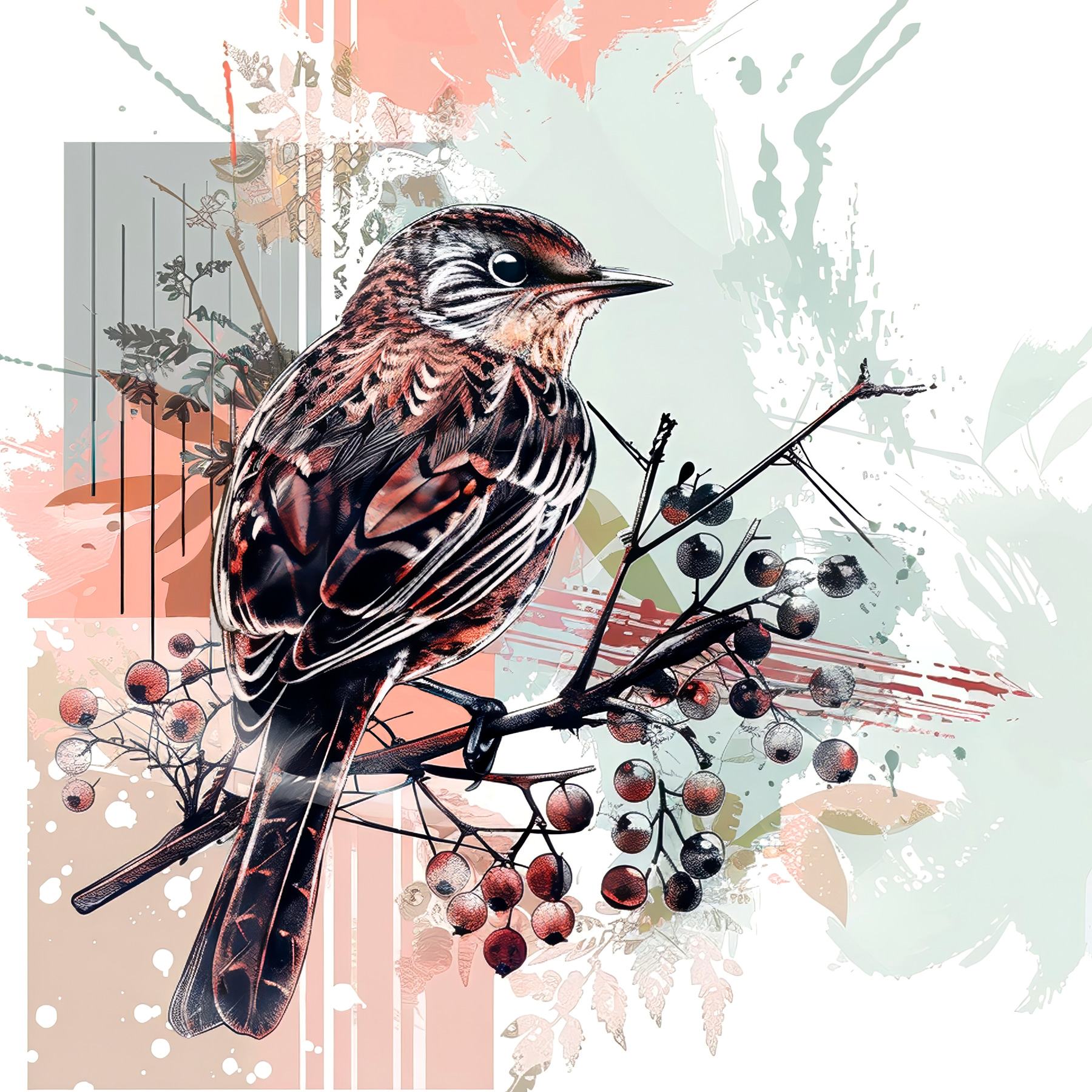 s38273p - Un pájaro en una rama - tegory