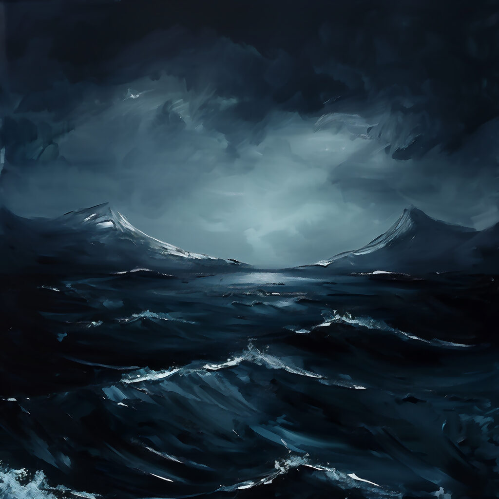A dark sky over water