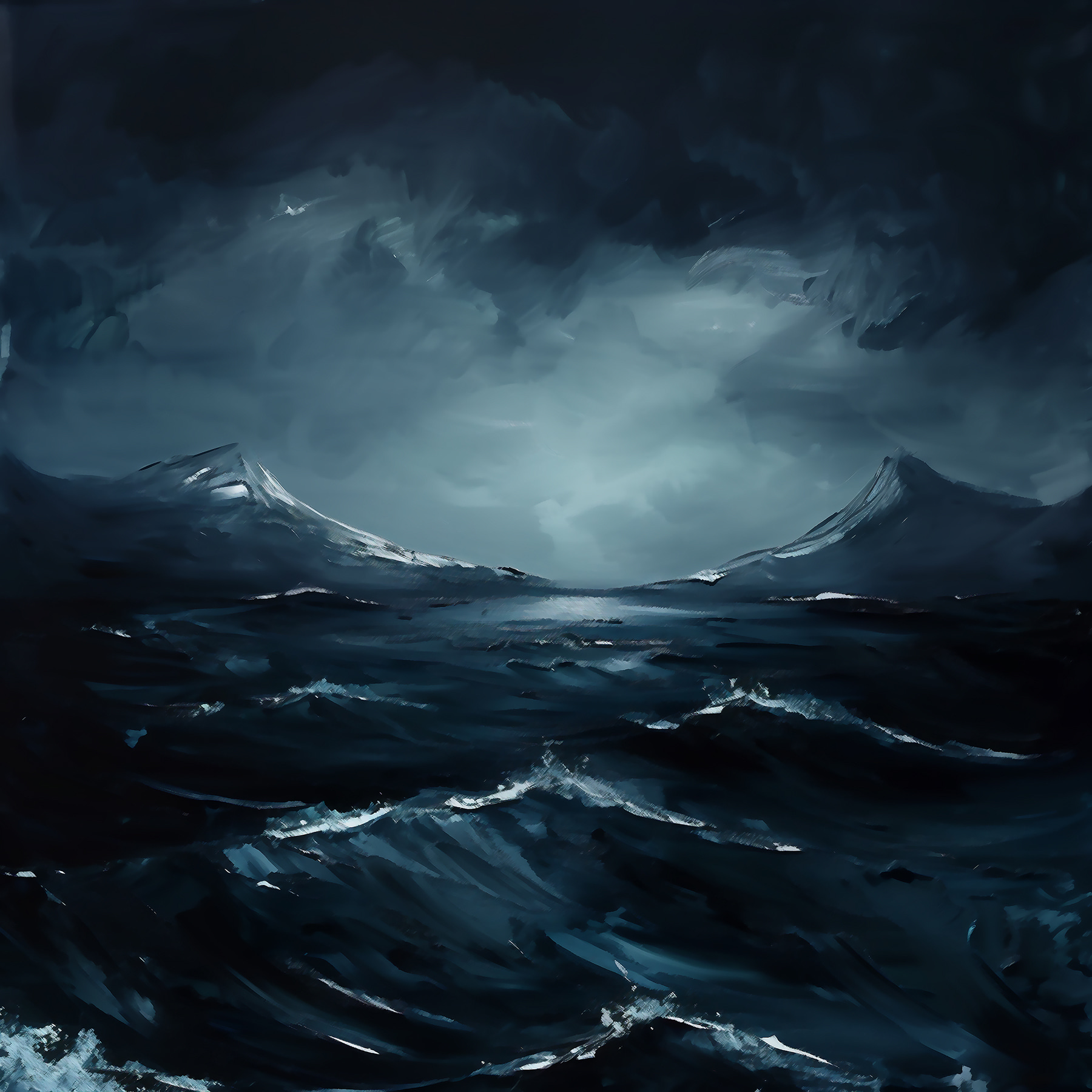 A dark sky over water