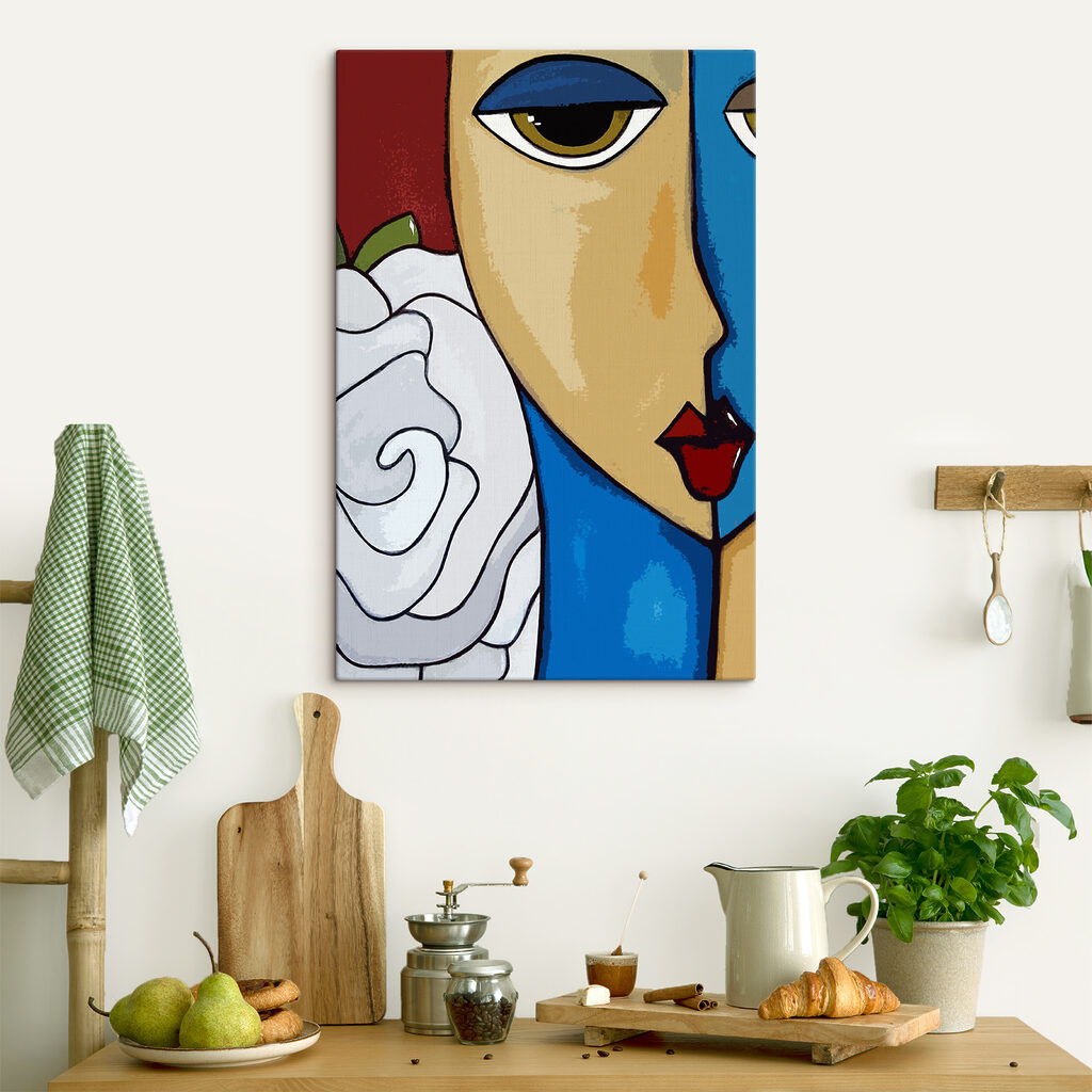 A painting of a woman's face
