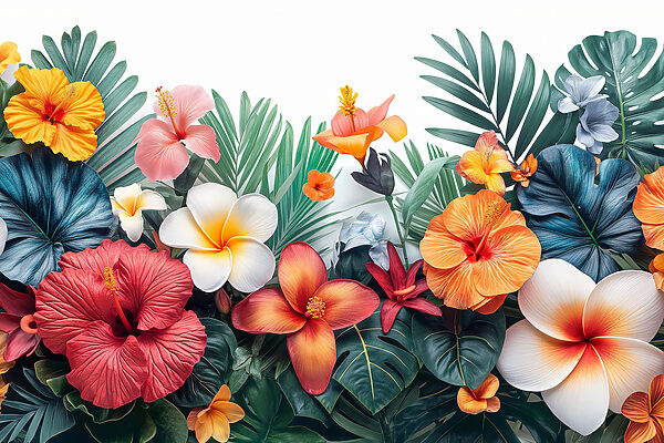 A group of flowers and leaves A group of flowers and leaves