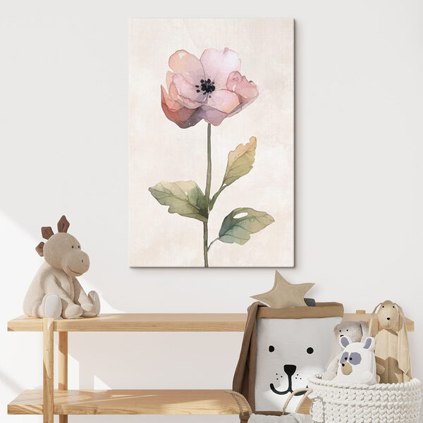 Cuadros Una flor rosa con hojas verdes (SKU: s38327) Cuadros Cuadros Una flor rosa con hojas verdes (SKU: s38327)