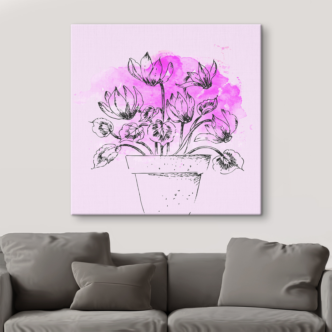 A drawing of a plant in a pot