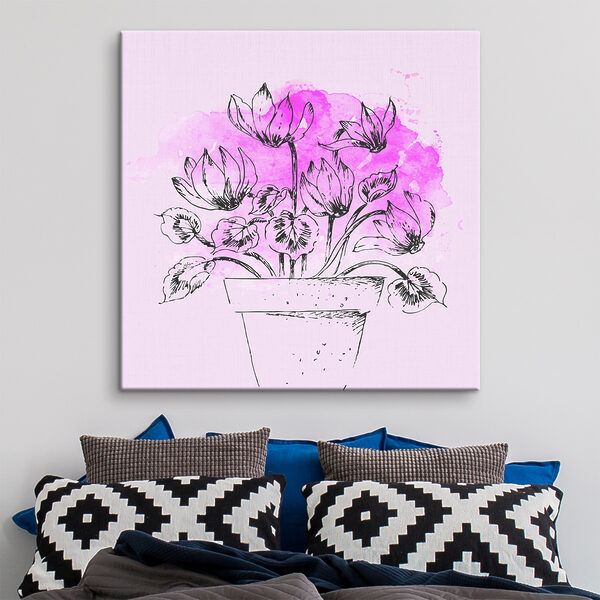 A drawing of a plant in a pot
