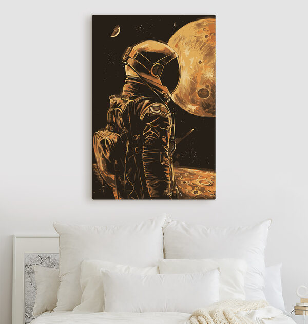 Cuadros Una persona con casco de pie en el espacio (SKU: s38314) Cuadros Cuadros Una persona con casco de pie en el espacio (SKU: s38314)