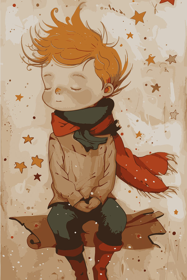 A cartoon of a boy sitting on a carpet A cartoon of a boy sitting on a carpet
